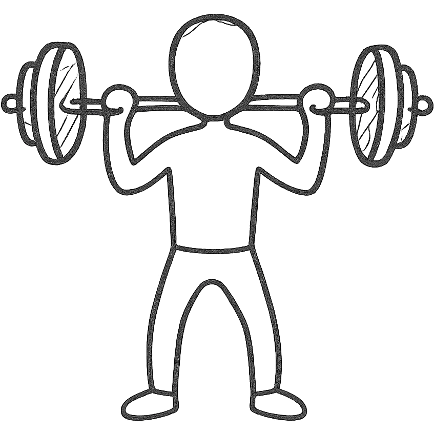 hand drawn outline icon of a man holding a barbell emoji