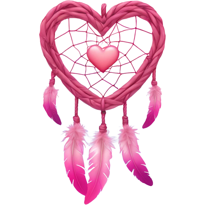 Pink ombre heart shaped dream catcher  emoji