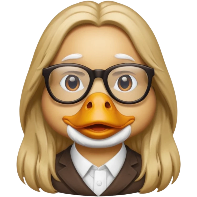 long hair duck with glasses emoji