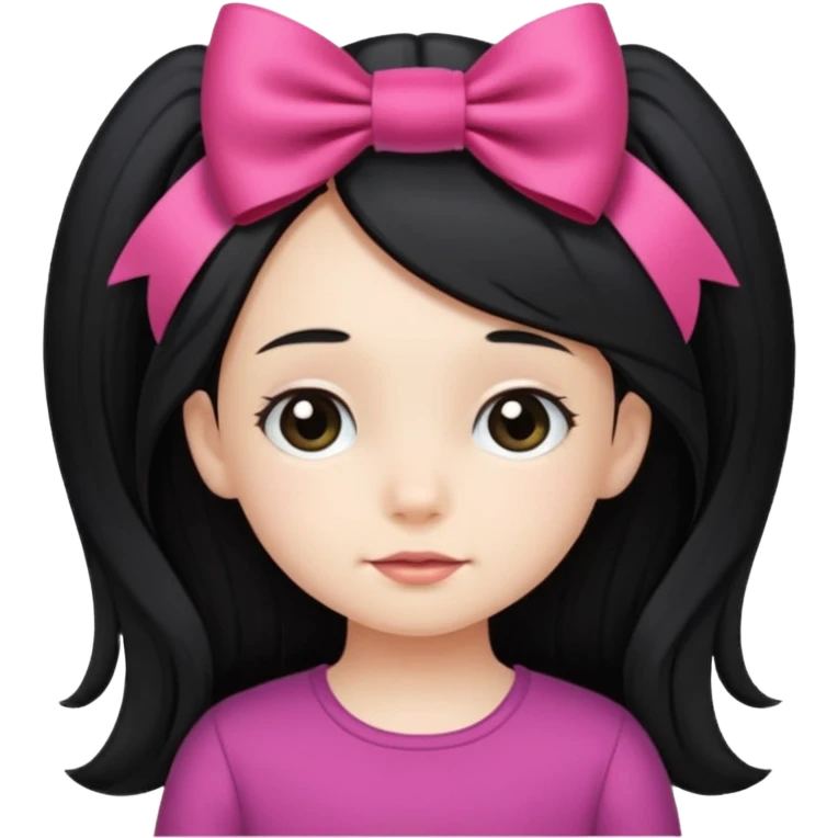 little girl with ribbon hairclip, long black hair emoji