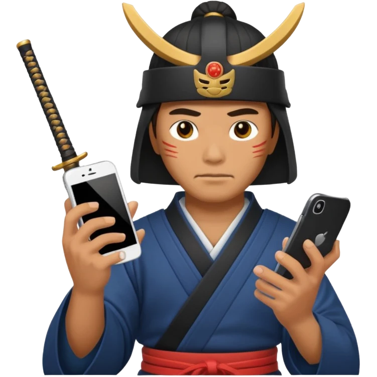 Samurai with Smartphone emoji