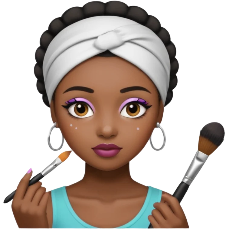 Hyper Realistic black girl doing make up emoji