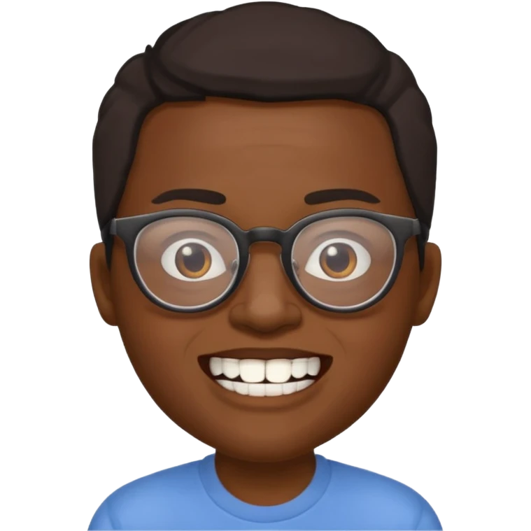 crooked teeth black emoji with glasses on  emoji