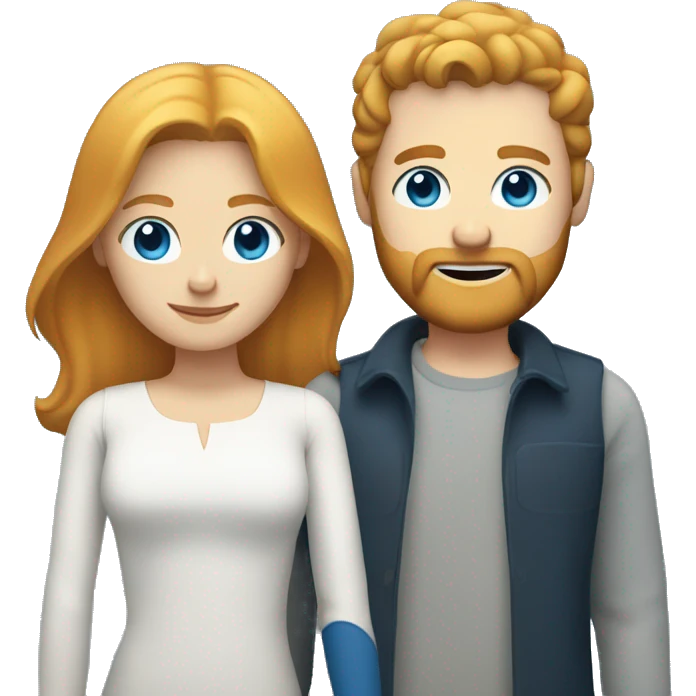 Couple white man with ginger hair and beard and blue eyes and a white woman with blonde hair and blue eyes  emoji