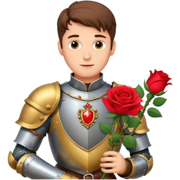 prince charming medieval armor holding a rose emoji
