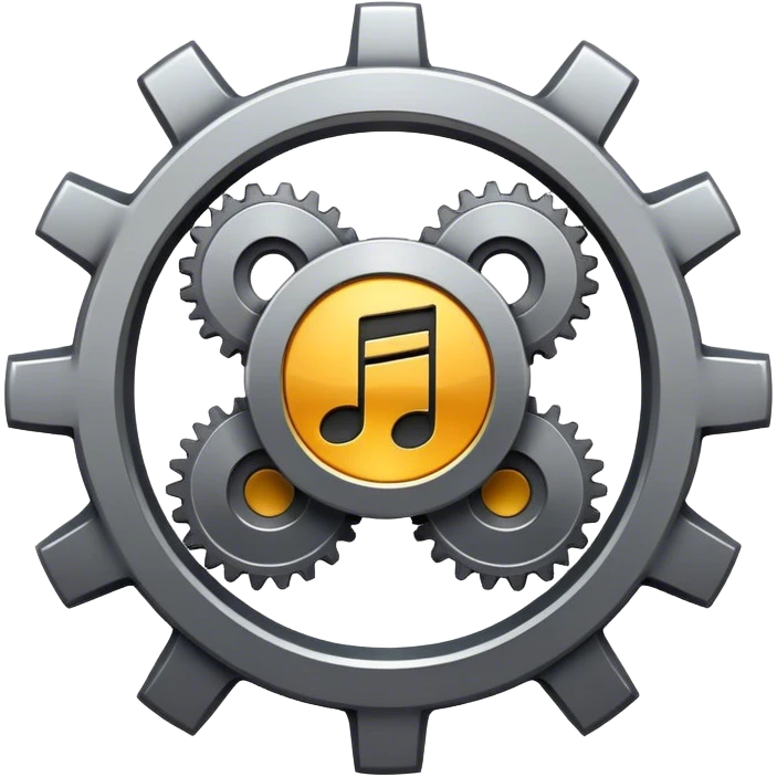 Music symbol inside gear emoji
