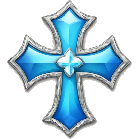Badge of the Jesus cross, diamond, and  blue  emoji