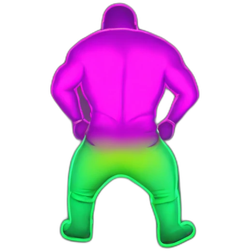 Juicy booty neon sign style man emoji