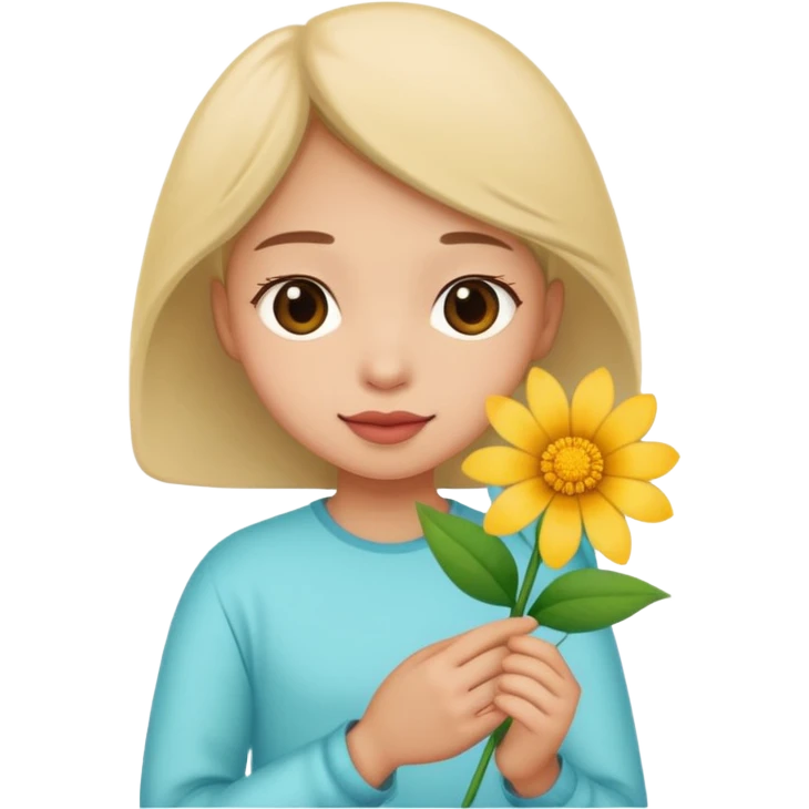 Shy with flower emoji