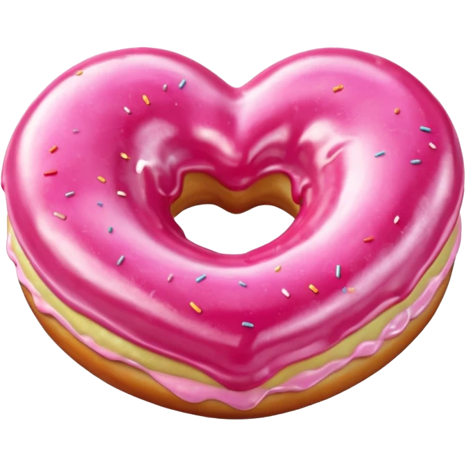 Realistic isolated heart shaped donut with pink frosting. emoji
