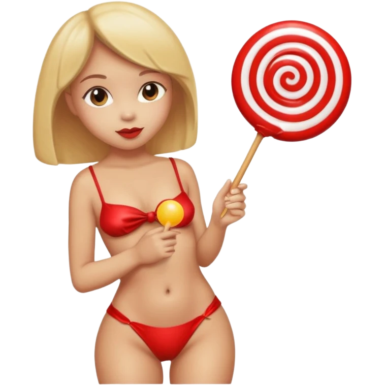 A nude girl  a lollipop out of her butt emoji