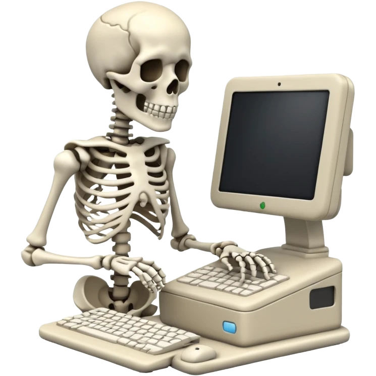 skeleton infront of coputer emoji