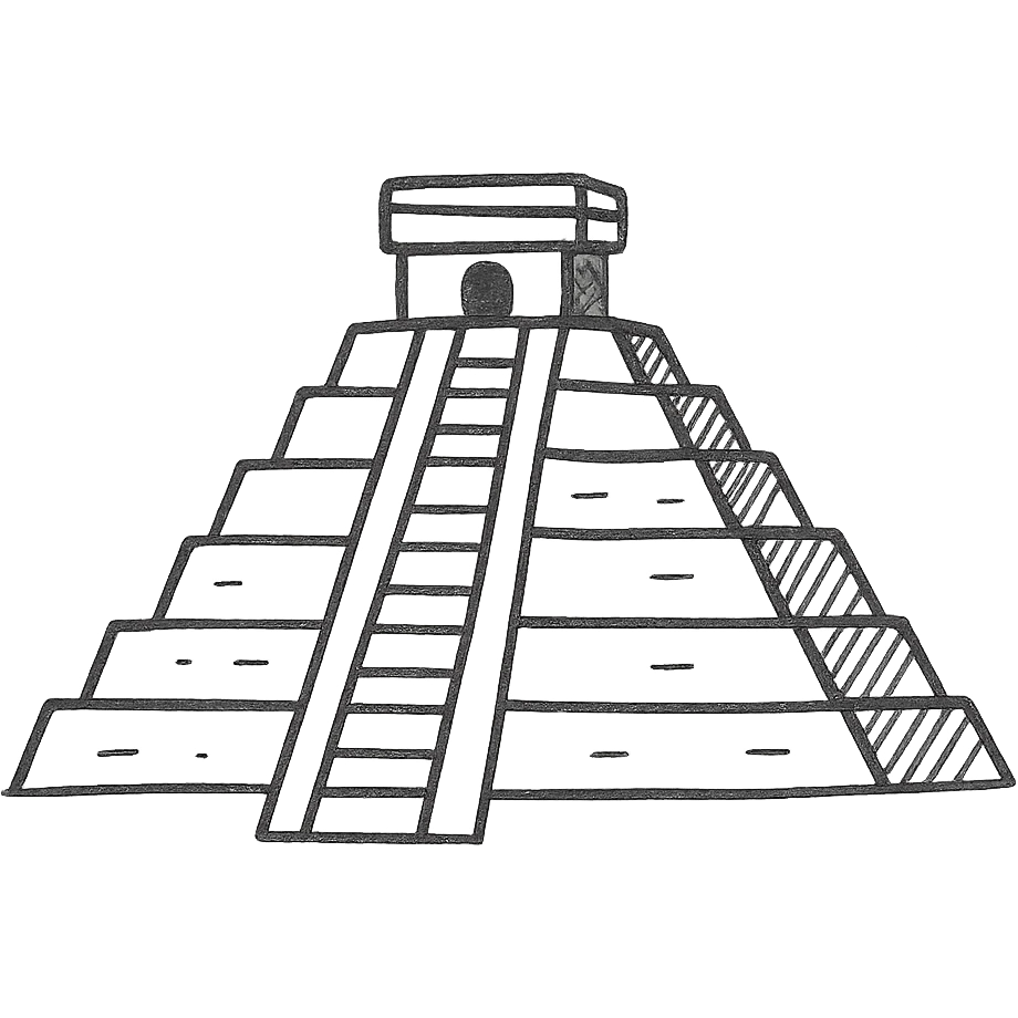hand-drawn outline of a Mexican pyramid emoji