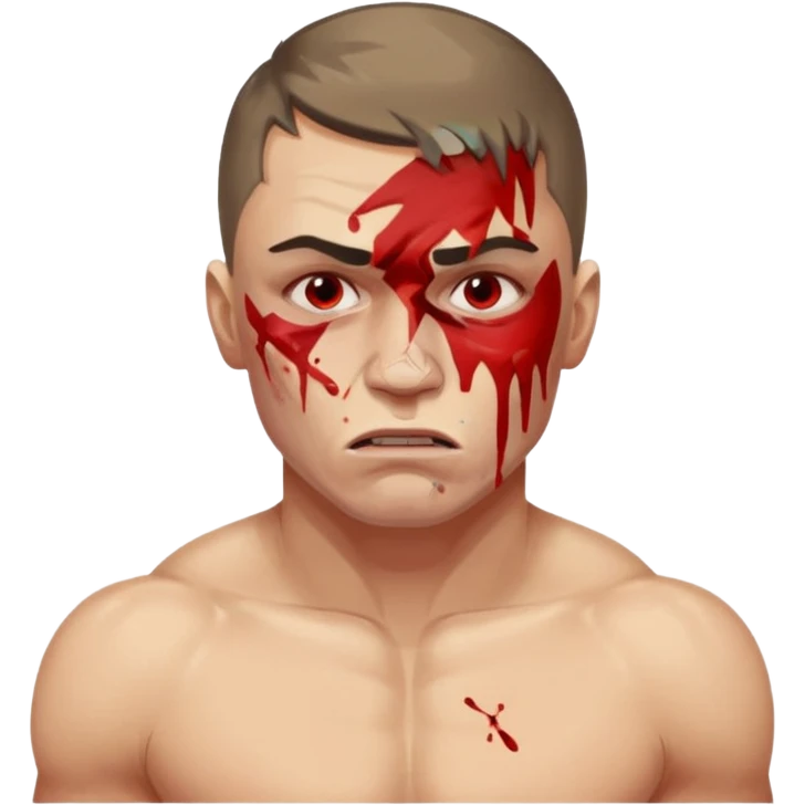 RUSSIAN MMA FIGHTER WITH BRUISED BODY IN VISIBLE PAIN emoji