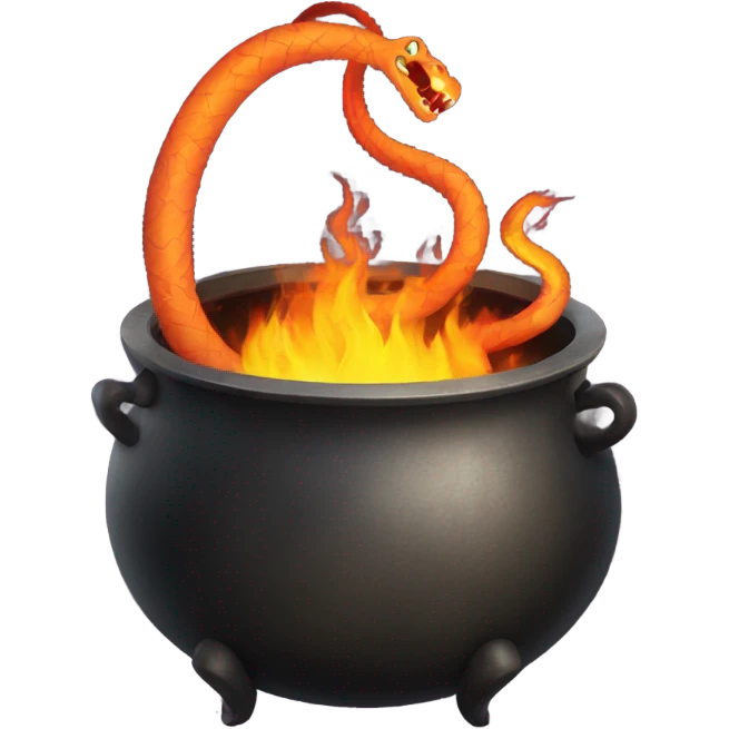 Cauldron with a fire snake that is inside emoji