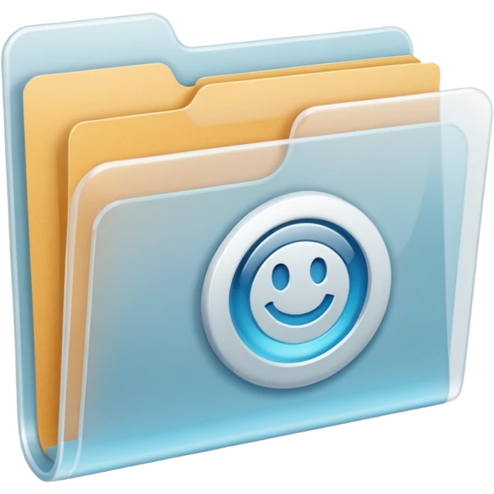 A **simple emoji-style icon** of a **transparent white plastic folder**, minimal and clean, with **rounded corners**, subtle translucency, soft shading, and a **small Concert arena symbol** on the front.
 emoji