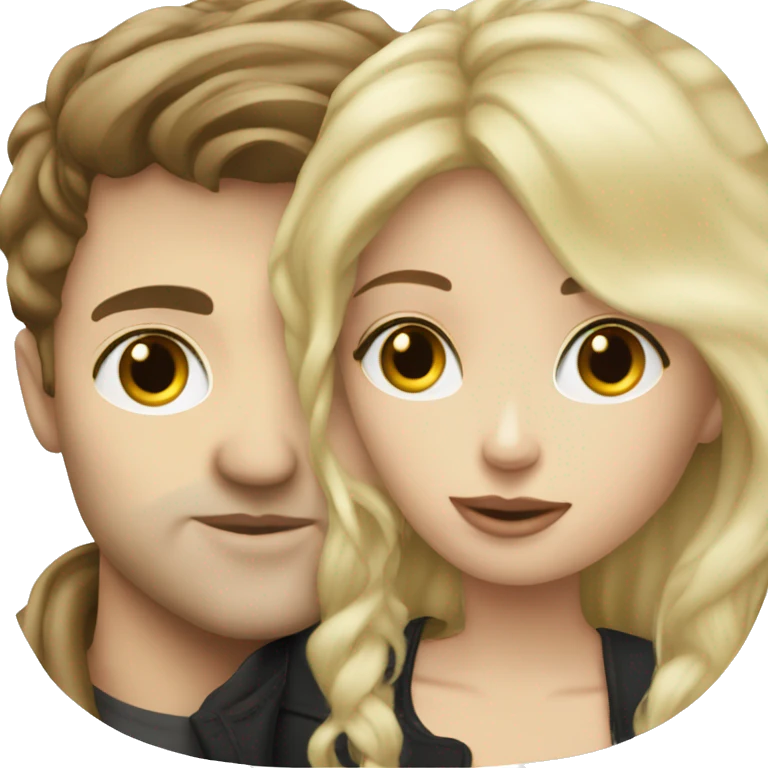 White brunette, kissing boy blonde emoji