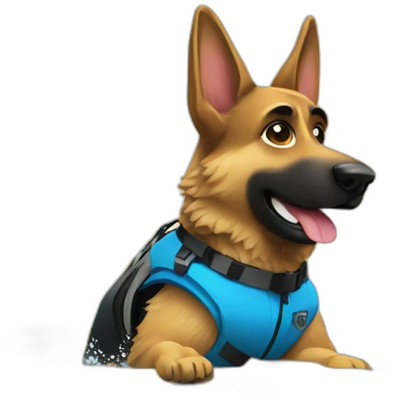 German shepherd water skiing emoji