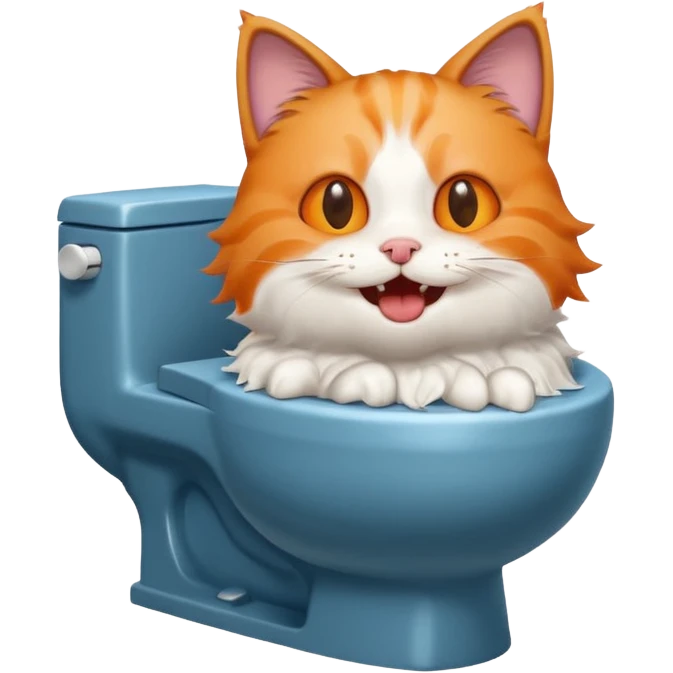 Cat laughing at phone while pooping on toilet emoji