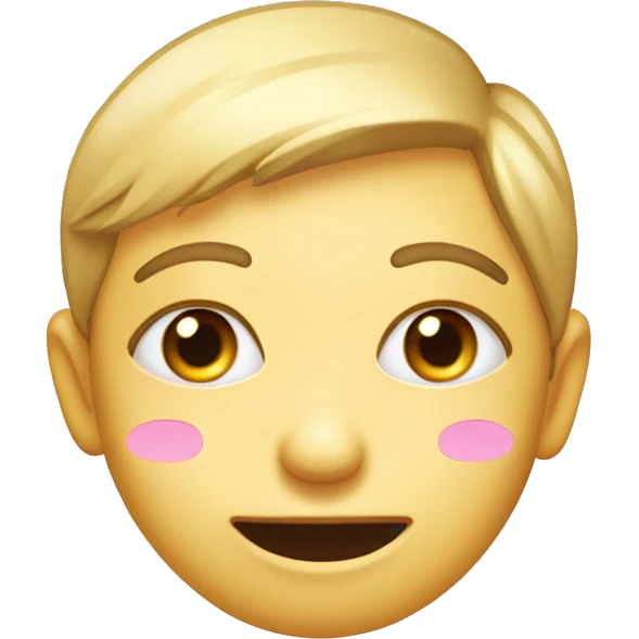 Create a yellow-faced emoji with large, sparkling eyes and pink blush on the cheeks to convey shyness and affection. The face should have no mouth, symbolizing the hesitation to express feelings. emoji