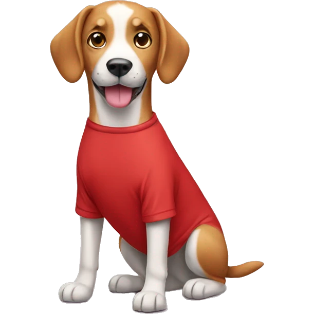A dog wearing a red T -shirt  emoji