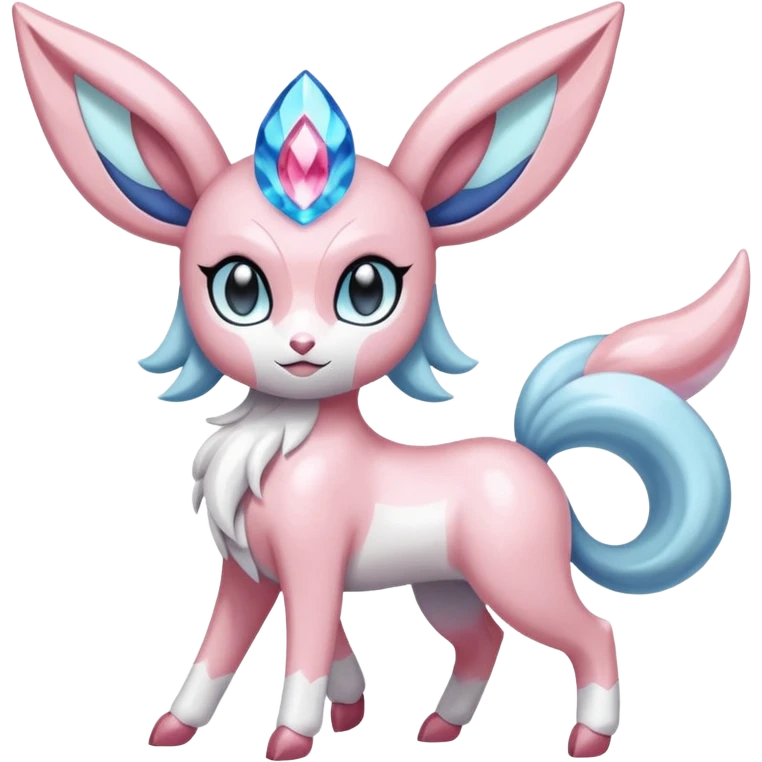 Shiny glossy pastel whitish Diancie-Absol-Sylveon-Meloetta-fusion  emoji