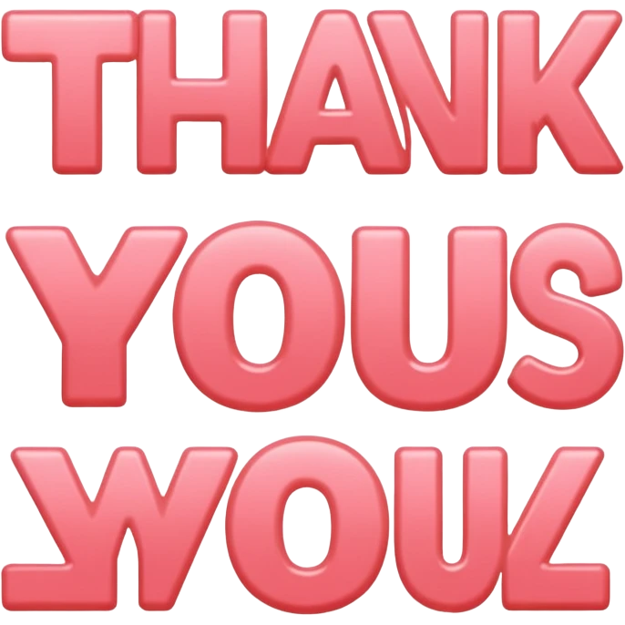 the words thank you in coral pink emoji