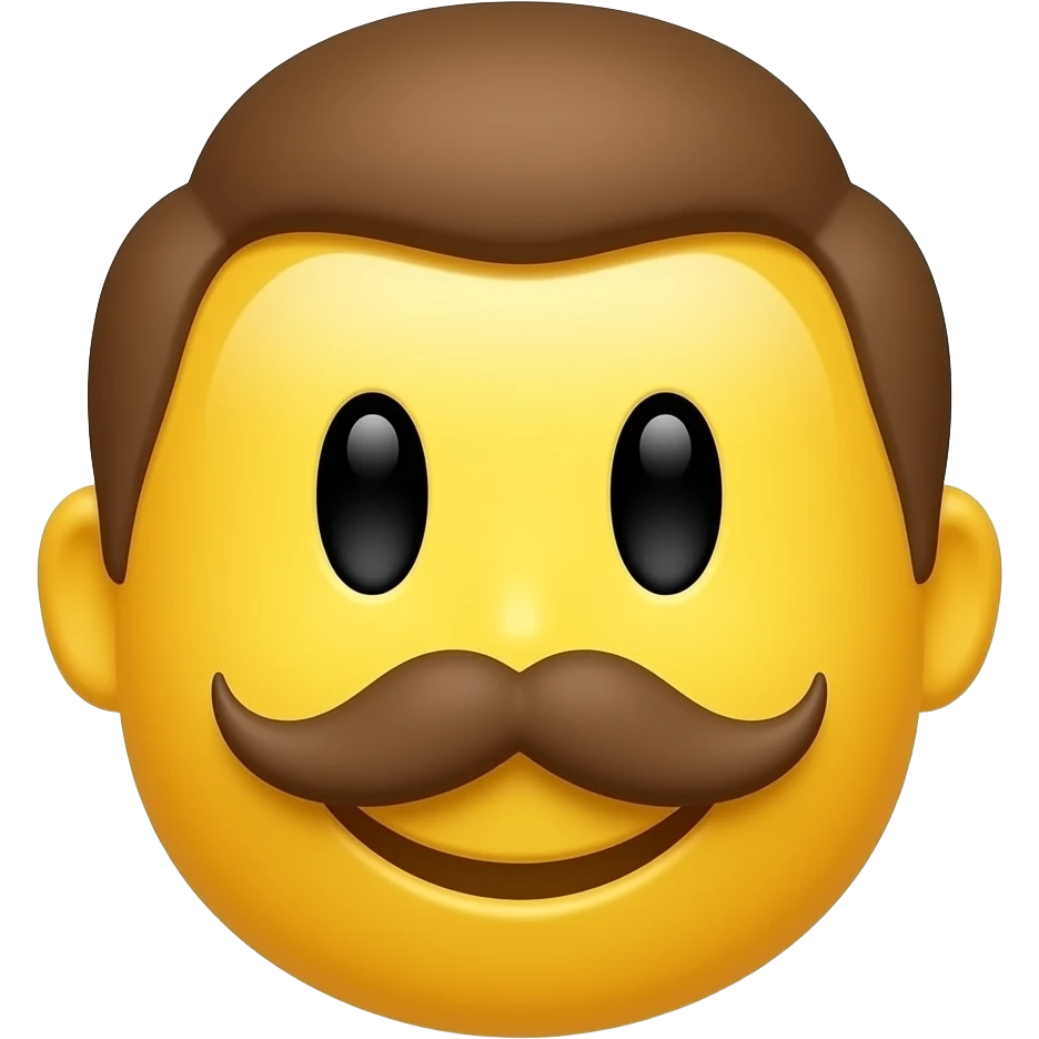 Yellow emoji smile face with brown mullet brown mustache and penis emoji