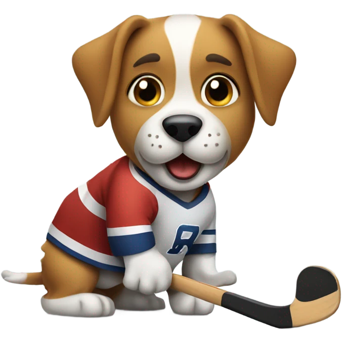 dog playing hockey emoji