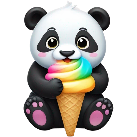 Panda eating ice cream emoji