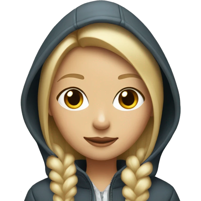 Blonde girl with straight hair in hooded fur jacket  emoji