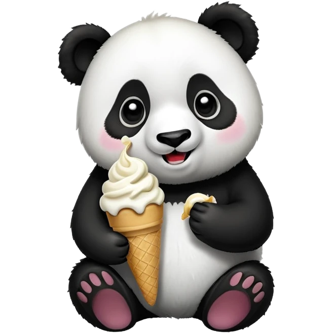 Panda eating ice cream emoji