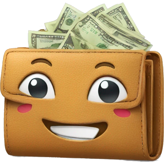 full of money wallet with happy emotion emoji