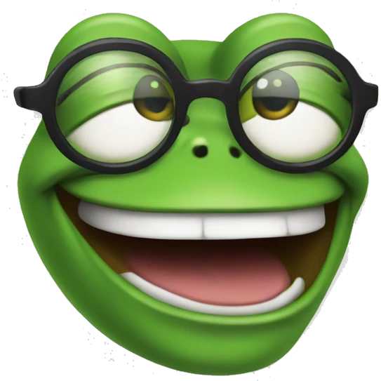 pepe the frog glasses big smile emoji