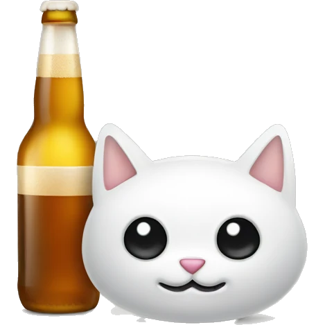 Chat blanc avec une bière et un sigar emoji