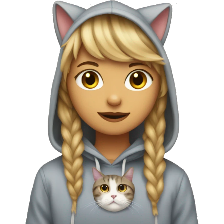 Cat wearing a Taylor swift hoodie emoji