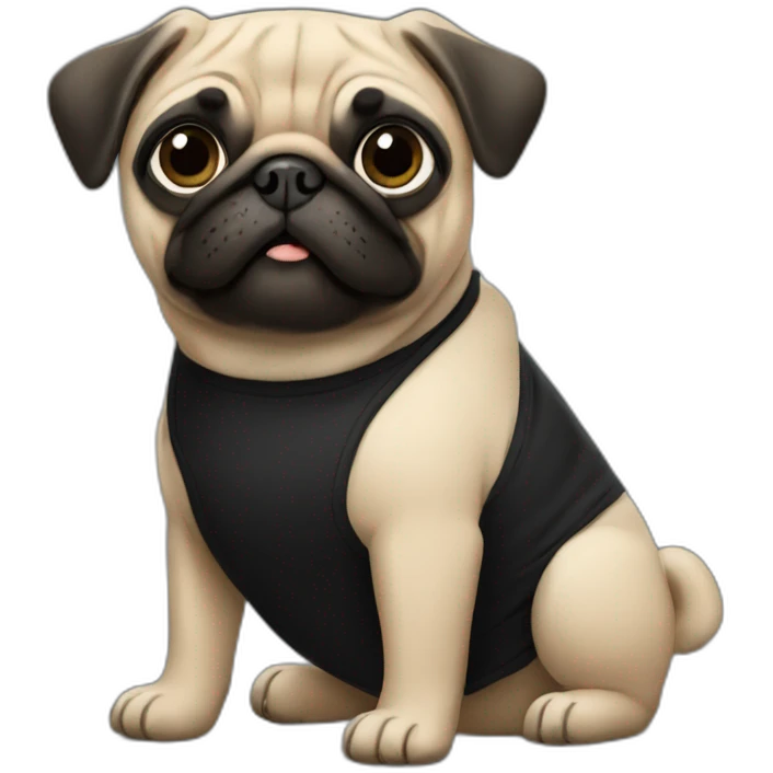pug wearing a black t-shirt emoji