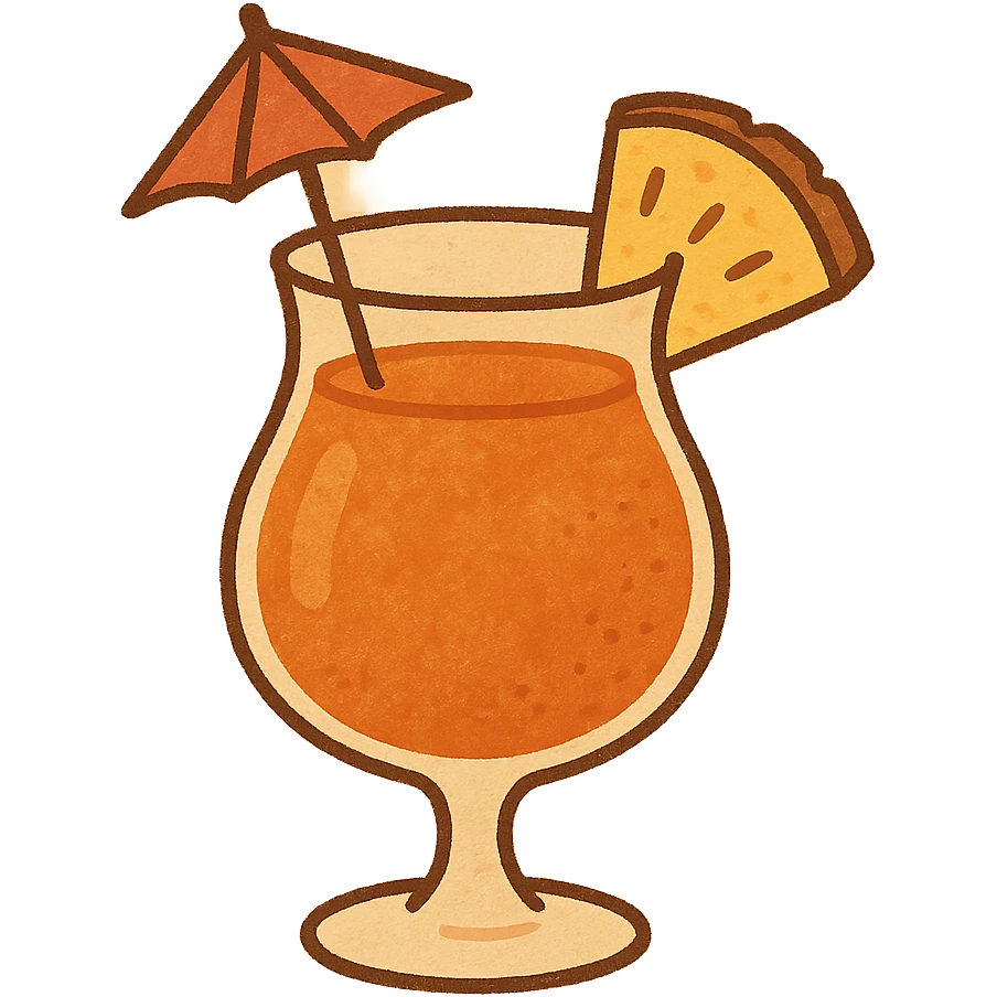 A tropical cocktail with a tiny umbrella and a slice of pineapple. emoji