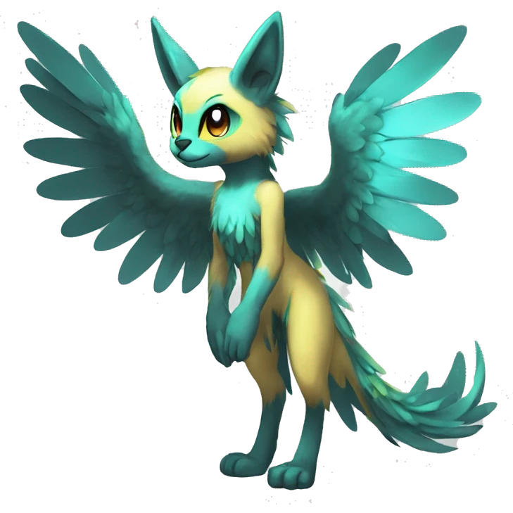 Anthro Sona Cool Edgy Cute Colorful Shy Winged Shiny Fakemon-Fantasy-Creature Full Body emoji