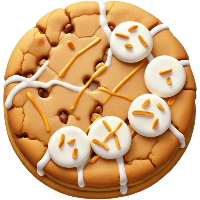 Big butterscotch cookie with cornflakes and marshmallow drizzle emoji