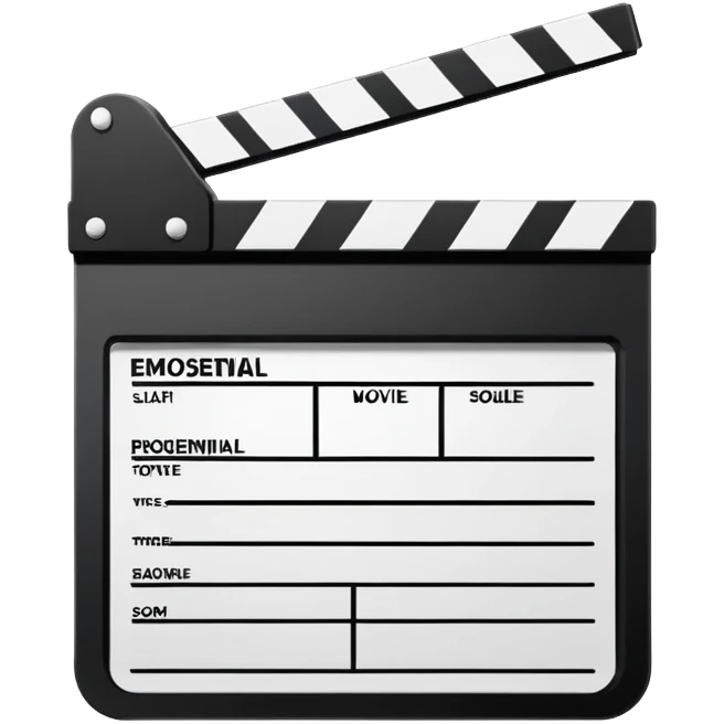 extremely simplified movie slate outline drawing, only essential black lines, no details emoji
