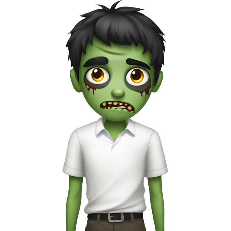 teen boy zombie with dark hair and white shirt emoji