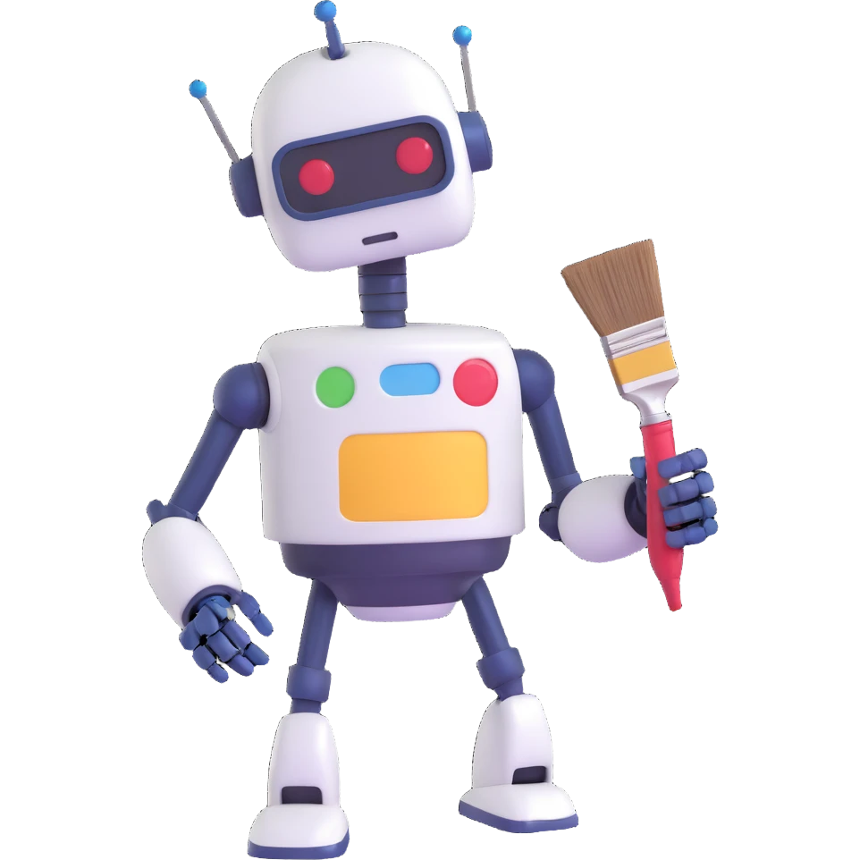 robot holding a paintbrush emoji