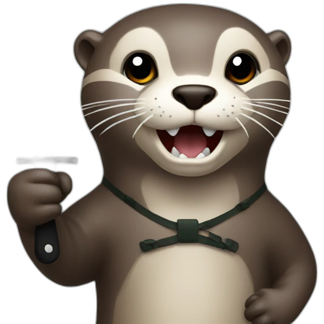 otter holding a knife plastic in his hand emoji