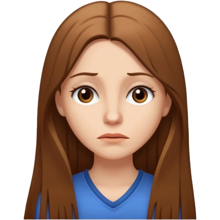 create a white woman with brown long sthaight hair who is thinking that she is a bad person emoji