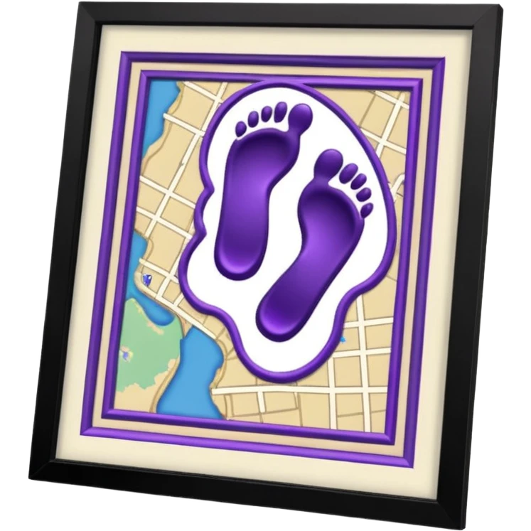 "Forty-two purple footsteps moving across a map inside an open house." emoji