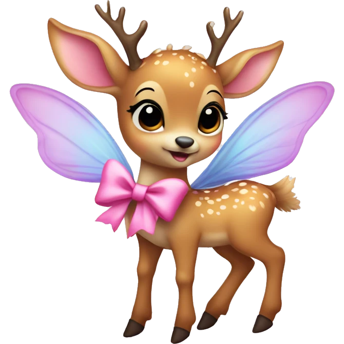 baby deer with fairy wings and a pink bow around its neck  emoji