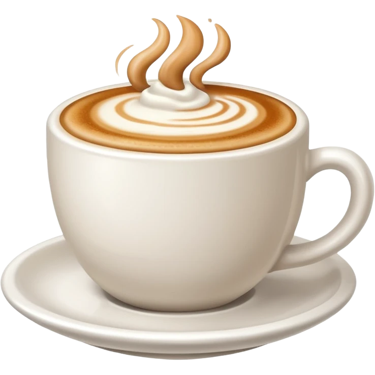 Cappuccino in big white cup without a face on it emoji