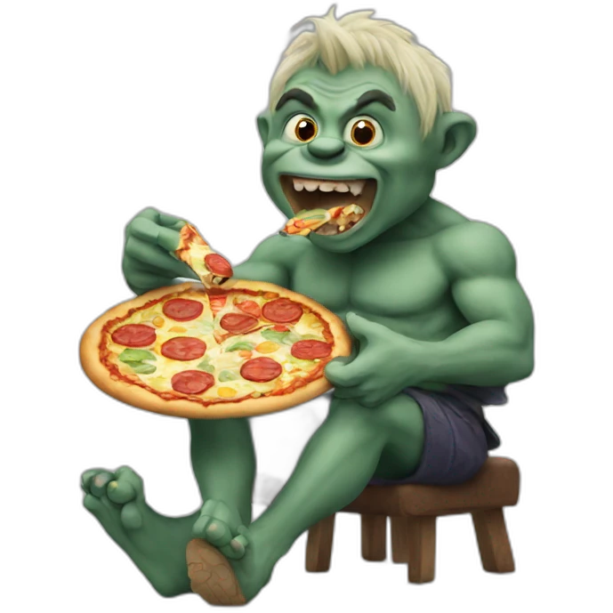 Troll eating pizza emoji