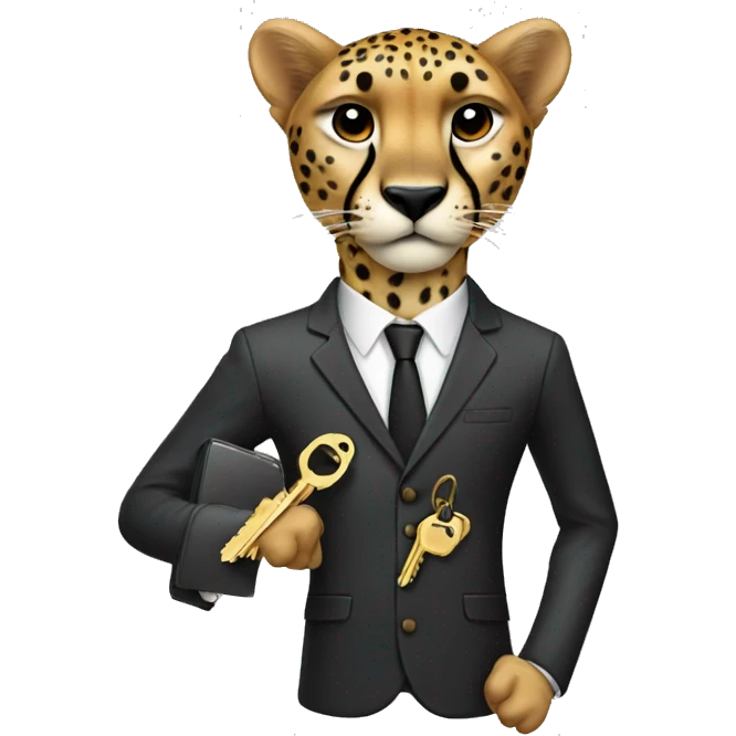 cheetah in a classic suit With keys emoji